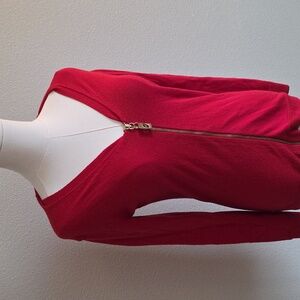 Michael Kors Vibrant Zip Red Cardigan